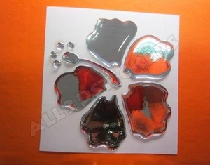 3D Sticker Decal Resin Domed Hibiscus Adhesive Decal Chrome - Picture 1 of 1
