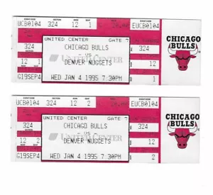 Chicago Bulls vs Denver Nuggets unbenutzte Basketball Tickets vom 1.4.1995 - Bild 1 von 2