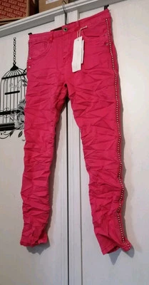 Pink Ruched Jeans Size 8 - Image 1 of 4