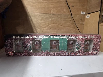 Nebraska Cornhuskers Football Championship RARE 5 PC Mug Set Phillips 66 NIB  - Image 1 of 4
