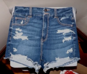 American Eagle Curvy Shortie Size 8 Stretchy New Distressed - Picture 1 of 5