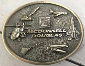 Octanner McDonnell Douglas Aerospace Solid Brass Belt Buckle Vtg 1981 Nostalgic - Picture 1 of 6