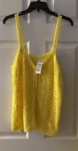 LC Lauren Conrad V-Neck Pointelle Tank Gelb XL Neu - Bild 1 von 4