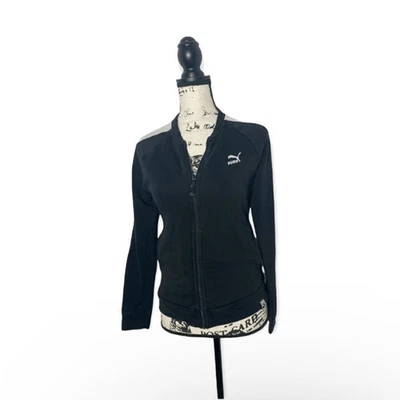 Puma Women’s Black & White Zip-Up Sweatshirt Size S Full Zip Jacket with Pockets — 第 1/4 张图片