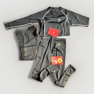 MAVA Sports Men's Compression Active Athletic Baselayer 3 piece Set Black - Picture 1 of 12