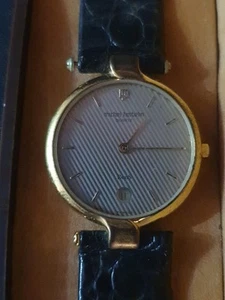 MICHEL HERBELIN MENS QUARTZ WATCH Gold Plated Leather Band Original Box Paris - Picture 1 of 5
