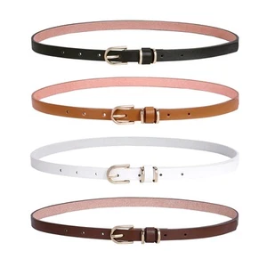 4 PACK Skinny Leather Belt for Women Dress Thin Waist Belt with Gold Buckle f - Picture 1 of 7