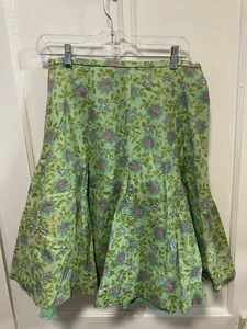 Gonna verde Garnet Hill floreale linea A taglia 8 Fairy Cottagecore 100% cotone - Foto 1 di 7