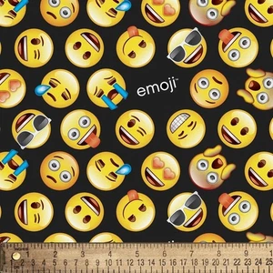 David Textiles – Emoji Faces 1 Yard Cut (36"x44") 100% Cotton - Picture 1 of 3