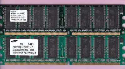 512MB 2x256MB PC2700 DDR-333 SAMSUNG Ram Memory Kit M368L3223ETN-CB3 DDR1 CL2.5 - Image 1 of 4