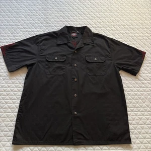 dragonfly roadhouse Herren Hemd L schwarz rot bestickt Kreuz Grunge Biker Punk - Bild 1 von 15