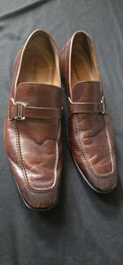 Magnanni Lino Buckle Loafer Shoes 15061 Brown Leather Spain Strap Men Sz 12 M - Picture 1 of 12