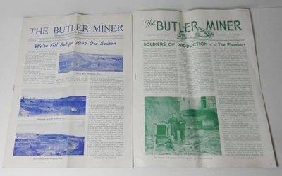 2 1945 BUTLER MINER MINNESOTA MINERÍA SEGUNDA GUERRA MUNDIAL REVISTA PUBLICACIÓN Foto 1 de 4