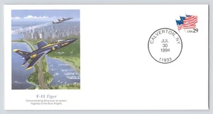Blue Angels F-11 Tiger FDC Cachet Fellows Ferguson Art Fleetwood 94 Calverton NY - Bild 1 von 5
