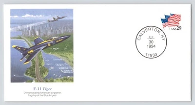 Blue Angels F-11 Tiger FDC Cachet Fellows Ferguson Art Fleetwood 94 Calverton NY - Image 1 of 4