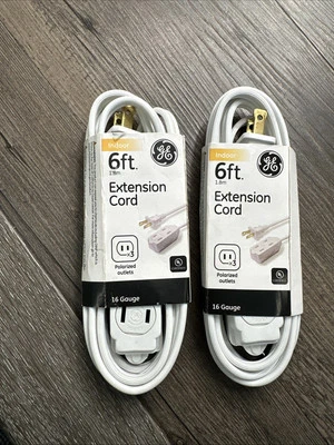 GE Polarized Extension Cord Tamper Guard Rotary Safe 3-outlet 6Ft 51937 2 Pack - Image 1 of 2
