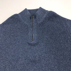 L.L. Bean XXXL Heavyweight 100% Cotton Pullover 1/4 Zip Mock Neck Sweater Blue - Picture 1 of 8