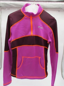 FILA Sport Damen XS orange pink schwarz 1/4 Zip Pullover Running LS Shirt - Bild 1 von 6