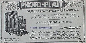 PUBLICITE PHOTO PLAIT APPAREIL PHOTO KODAK PELLICULES FOLDING DE 1916 FRENCH AD - Imagen 1 de 1