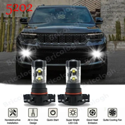2x Lâmpadas de neblina LED para Jeep Grand Cherokee 2011-2012 Branco 6000K 100W - Imagem 1 de 4