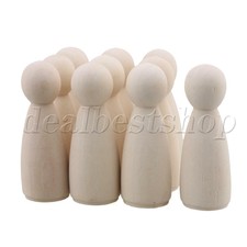 10pcs Wooden Peg Doll Unfinished Wooden People Plain Blank Bodies Angel Dolls