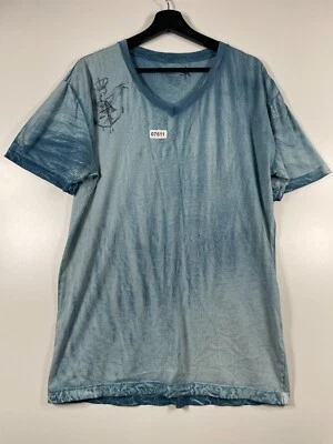 Aqua VI Mens V Neck Winged Grunge Goth Distressed T Shirt Blue Sz XL 21.5x30.5 - Image 1 of 4