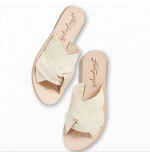 Free People Sandals Women 37 US 7 Ivory Strappy Leather Rio Vista Slide Slip On - Picture 1 of 5