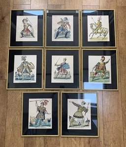 Set of 8 Antique Early 19th Century Hand Tinted Etchings Theatrical Characters - Picture 1 of 19