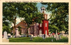 Postal Antigua Iglesia Sueca Cementerio Lápidas Wilmington DE Delaware 1943 N059 - Imagen 1 de 2