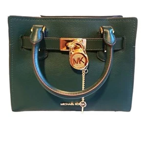 Michael Kors Satchel Purse Small Forest Green Hamilton Removable Crossbody Strap - Picture 1 of 4