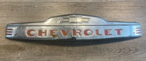 Vintage Chevrolet Front Bumper Silver w/Red Letters 1947-1953 18" x 3" - Picture 1 of 7