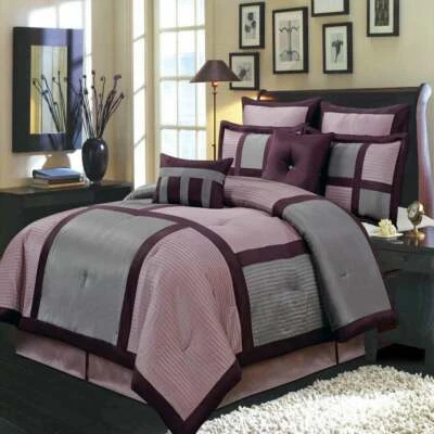 Cama en bolsa de varias piezas incluye juego de edredón Morgan púrpura con sábanas Foto 1 de 2