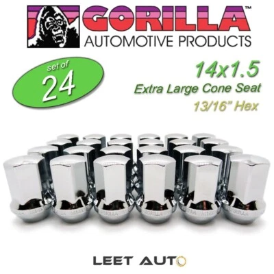 (24pc.) Gorilla Lug Nuts, Factory Style Bulge, 14mm x 1.50, Chrome, 61148FS - Image 1 of 4