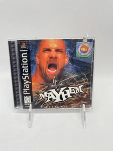 WCW Mayhem PS1 PlayStation 1 Completo Etiqueta Negra con Manual y Tarjeta Reg - Imagen 1 de 3