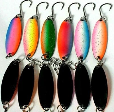 UV 6x 4,5 g Trout Spoon Set + 5 Snaps Japanblinker Forellenblinker Schlepplöffel - Bild 1 von 4