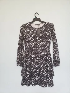 Allegra K Womens S Mini Dress Polka Dots Skater Ruffle Tiered Long Sleeve NWT - Picture 1 of 5