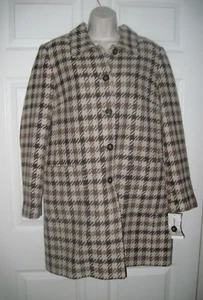 Abrigo de invierno para mujer talla 12 pata de gallo de Alfred Dunner marrón y beige grande nuevo con etiquetas - Imagen 1 de 24