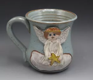 MUDWORKS POTTERY USA ANGEL WITH STAR WHIMSICAL TEA COFFEE MUG 14 FL.OZ - Picture 1 of 7
