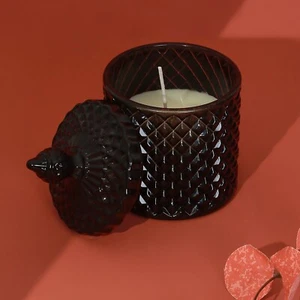 G Decor Misumi Scented Sandalwood Soy Wax Black Diamond Glass Jar Candle - Picture 1 of 5