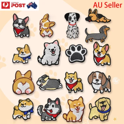 AU STOCK 17 Pcs Cute Cartoon Dog Patches DIY Iron on/Sew on Embroidered Patches - image 1 of 4