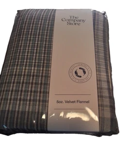 The Company Store Twin XL Fitted Sheet LH Check White Blue 5 oz Velvet Flannel - Picture 1 of 7