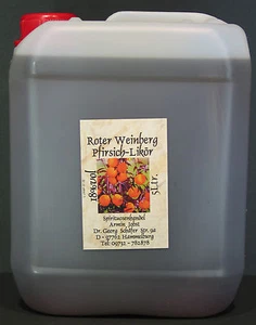 (17,00 € / L) Roter Weinberg Pfirsich Likör 18 % Vol im 5 Liter Kanister - Bild 1 von 1