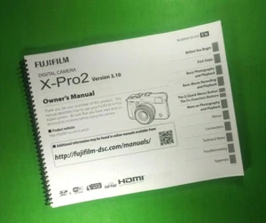 Owners Manual for Fujifilm X-Pro2 V3.10 Camera 189 Pages W/Clear Covers! - Picture 1 of 1
