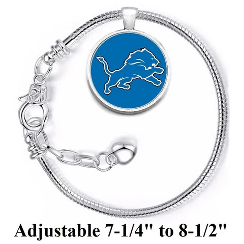 Detroit Lions Football Silver Women's Link Bracelet w Gift Pkg D10 Cover