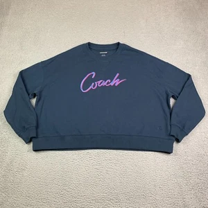 Coach Sweatshirt Womens XS Airbrush Crewneck Oversized Blue Long Sleeve Limited - Picture 1 of 15