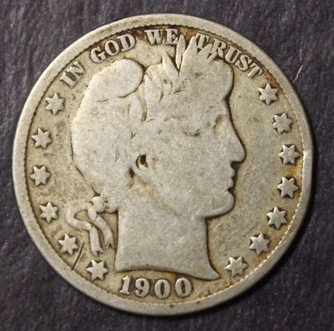 1900 Barber Half Dollar VG Cleaned..................Lot 9943 Cover