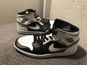 Air Jordan 1 Mid Blanco Sombra Gris Humo Negro 554724 073 Talla 16 Para Hombre - Imagen 1 de 13