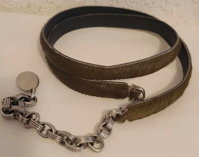 Bottega Veneta Skinny Belt Women's Olive Green Size M Made in Italy - Image 1 of 4