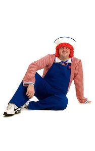 LICENSED ADULT MENS DELUXE PLUS SIZE RAGGEDY ANDY DOLL FANCY DRESS COSTUME - Picture 1 of 2