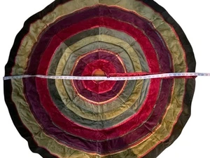 Rich Multicolor Concentric Circle Velvet & Satin Christmas Tree Skirt Large - Picture 1 of 9